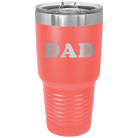 Laser etched coral 30 oz vacuum insulated tumbler with 'Golf Dad' design
