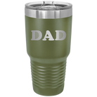 Laser etched olive green 30 oz vacuum insulated tumbler with 'Golf Dad' design