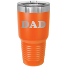 Laser etched orange 30 oz vacuum insulated tumbler with 'Golf Dad' design