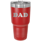 Laser etched red 30 oz vacuum insulated tumbler with 'Golf Dad' design