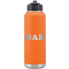 Laser etched orange 32 oz vacuum insulated water bottle with 'Golf Dad' design