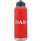 Laser etched red 32 oz vacuum insulated water bottle with 'Golf Dad' design
