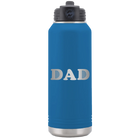 Laser etched royal blue 32 oz vacuum insulated water bottle with 'Golf Dad' design