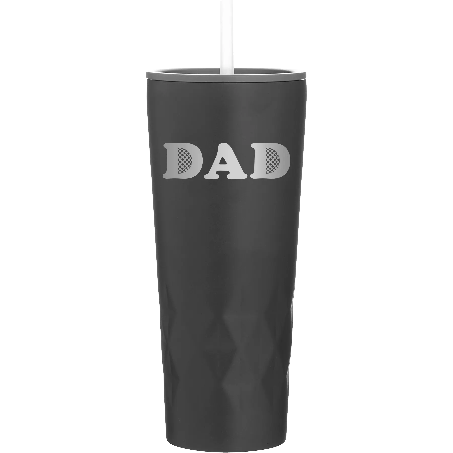 Laser etched black 20 oz vacuum insulated tumbler with 'Golf Dad' design