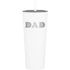 Laser etched white 20 oz vacuum insulated tumbler with 'Golf Dad' design