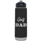 Laser etched black 20 oz vacuum insulated water bottle with 'Golf Dad2' design