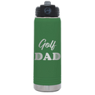 Laser etched green 20 oz vacuum insulated water bottle with 'Golf Dad2' design