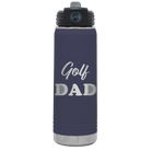 Laser etched navy 20 oz vacuum insulated water bottle with 'Golf Dad2' design