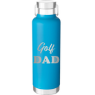 Laser etched aqua 24 oz vacuum insulated water bottle with 'Golf Dad2' design