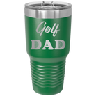 Laser etched green 30 oz vacuum insulated tumbler with 'Golf Dad2' design