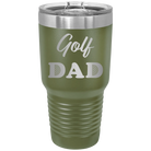 Laser etched olive green 30 oz vacuum insulated tumbler with 'Golf Dad2' design