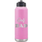 Laser etched light purple 32 oz vacuum insulated water bottle with 'Golf Dad2' design