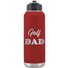 Laser etched maroon 32 oz vacuum insulated water bottle with 'Golf Dad2' design