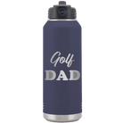 Laser etched navy 32 oz vacuum insulated water bottle with 'Golf Dad2' design