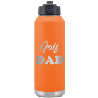 Laser etched orange 32 oz vacuum insulated water bottle with 'Golf Dad2' design