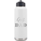Laser etched white 32 oz vacuum insulated water bottle with 'Golf Dad2' design