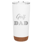 Laser etched white 20 oz vacuum insulated tumbler with 'Golf Dad2' design