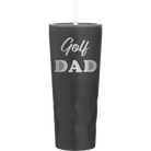 Laser etched black 20 oz vacuum insulated tumbler with 'Golf Dad2' design