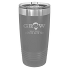 Laser etched dark gray 20 oz vacuum insulated tumbler with 'Grow What Your Father Gave You' design