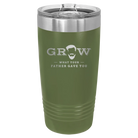 Laser etched olive green 20 oz vacuum insulated tumbler with 'Grow What Your Father Gave You' design