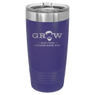 Laser etched purple 20 oz vacuum insulated tumbler with 'Grow What Your Father Gave You' design