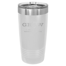 Laser etched white 20 oz vacuum insulated tumbler with 'Grow What Your Father Gave You' design
