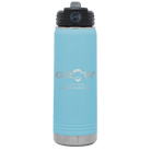 Laser etched light blue 20 oz vacuum insulated water bottle with 'Grow What Your Father Gave You' design