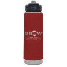 Laser etched maroon 20 oz vacuum insulated water bottle with 'Grow What Your Father Gave You' design