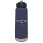 Laser etched navy 20 oz vacuum insulated water bottle with 'Grow What Your Father Gave You' design