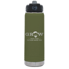 Laser etched olive green 20 oz vacuum insulated water bottle with 'Grow What Your Father Gave You' design
