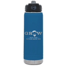 Laser etched royal blue 20 oz vacuum insulated water bottle with 'Grow What Your Father Gave You' design