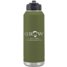 Laser etched olive green 32 oz vacuum insulated water bottle with 'Grow What Your Father Gave You' design