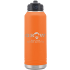Laser etched orange 32 oz vacuum insulated water bottle with 'Grow What Your Father Gave You' design