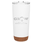 Laser etched white 20 oz vacuum insulated tumbler with 'Grow What Your Father Gave You' design