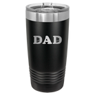 Laser etched black 20 oz vacuum insulated tumbler with 'Hockey Dad' design
