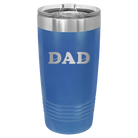 Laser etched royal blue 20 oz vacuum insulated tumbler with 'Hockey Dad' design