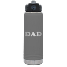 Laser etched dark gray 20 oz vacuum insulated water bottle with 'Hockey Dad' design
