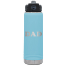 Laser etched light blue 20 oz vacuum insulated water bottle with 'Hockey Dad' design