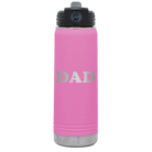 Laser etched light purple 20 oz vacuum insulated water bottle with 'Hockey Dad' design