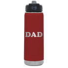 Laser etched maroon 20 oz vacuum insulated water bottle with 'Hockey Dad' design