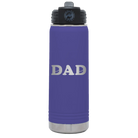 Laser etched purple 20 oz vacuum insulated water bottle with 'Hockey Dad' design