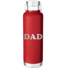 Laser etched red 24 oz vacuum insulated water bottle with 'Hockey Dad' design