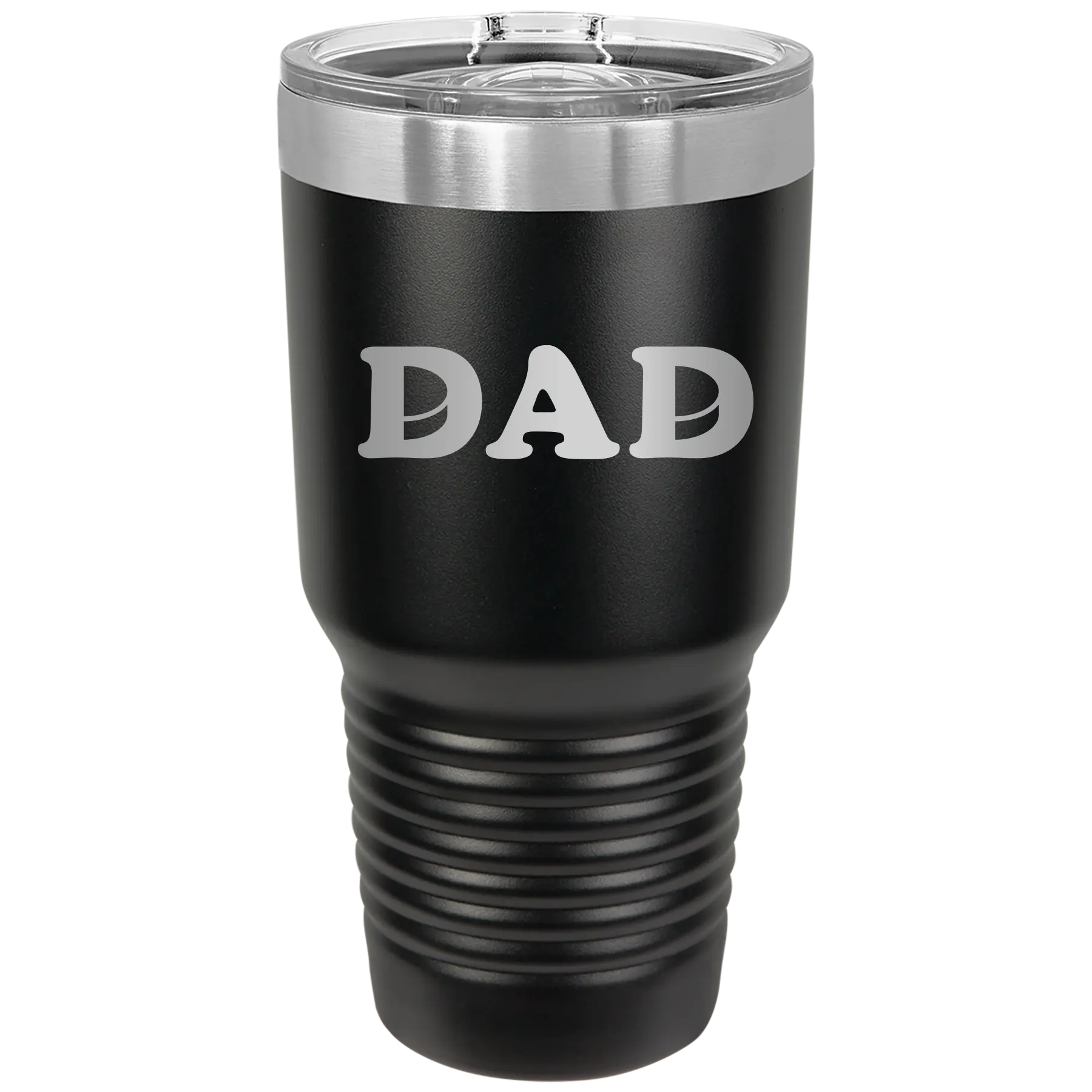Laser etched black 30 oz vacuum insulated tumbler with 'Hockey Dad' design