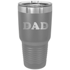 Laser etched dark gray 30 oz vacuum insulated tumbler with 'Hockey Dad' design