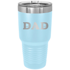 Laser etched light blue 30 oz vacuum insulated tumbler with 'Hockey Dad' design
