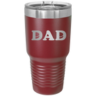 Laser etched maroon 30 oz vacuum insulated tumbler with 'Hockey Dad' design