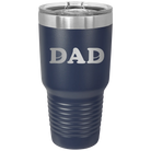 Laser etched navy 30 oz vacuum insulated tumbler with 'Hockey Dad' design