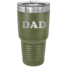 Laser etched olive green 30 oz vacuum insulated tumbler with 'Hockey Dad' design