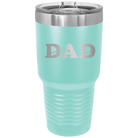 Laser etched teal 30 oz vacuum insulated tumbler with 'Hockey Dad' design