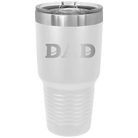 Laser etched white 30 oz vacuum insulated tumbler with 'Hockey Dad' design